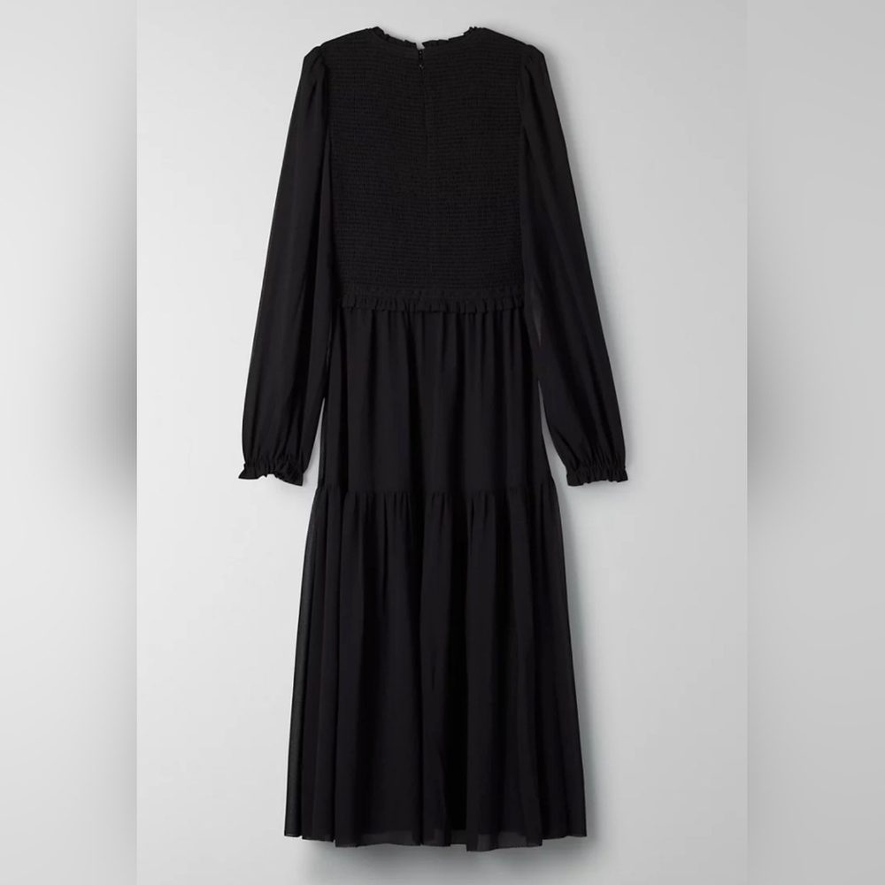 Wilfred Black Long Sleeve Tiered Midi Dress
